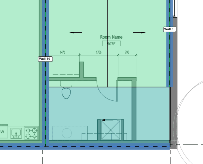 Tributary regions visualised in LoadTakedown — each colour shows the floor area loading a different wall.