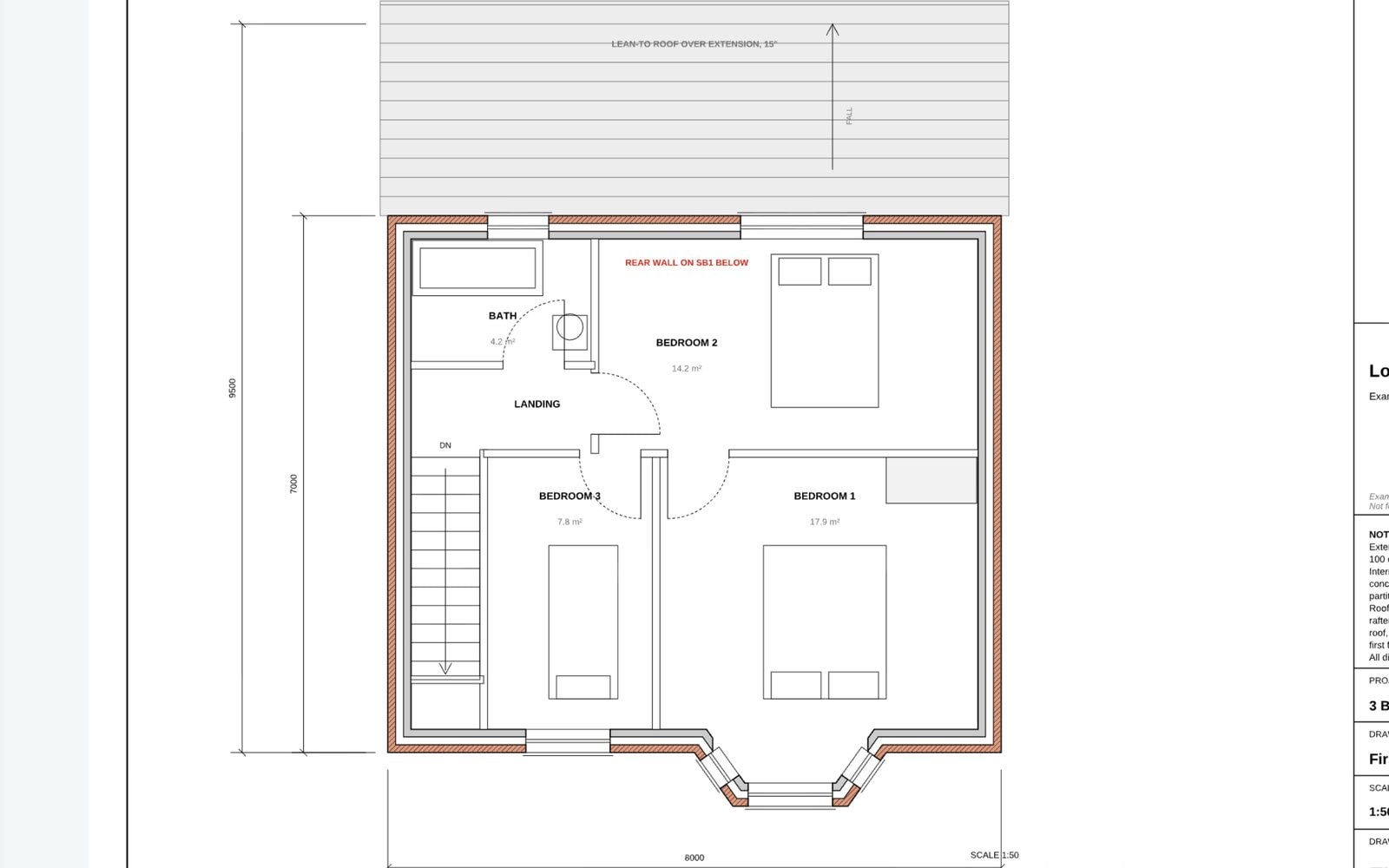 An architect's floor plan becomes walls and floors, then coloured tributary areas, then a 3D house with the load at each wall base